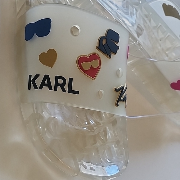Karl Lagerfeld Clear Slide Sandals w/Multicolor Accents, Super Comfy Fashion - Picture 6 of 9